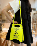 Female Fashion Creative Spoof Stop Sign Forbidden to Drive PU Messenger Bag
