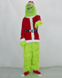 Halloween Green Fur Monster Grinch Cosplay Santa Suit Party Costume Suit