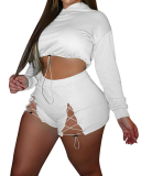 Women Street Style Solid Color Casual Two Piece Set S-2XL