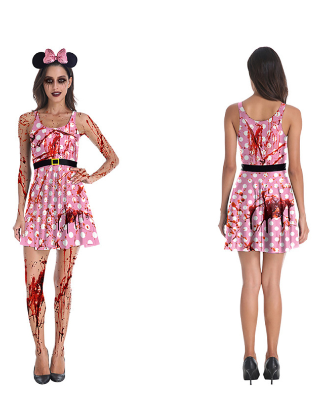 Halloween Night Dress With Blood-Slimmed Waistcoat Costume
