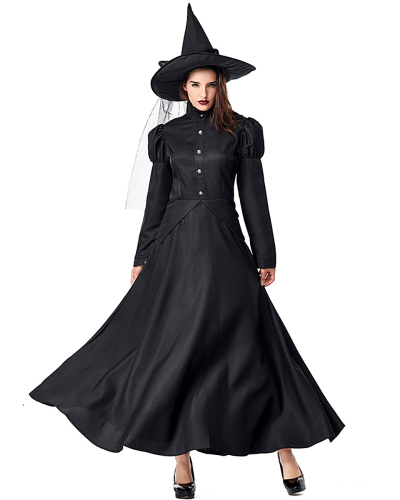 The Wizard of Oz Halloween Costume Stage Performance Adult Cosplay Black Witch Witch Role-playing Parent-child Costume