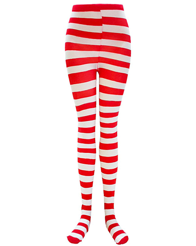 Halloween Cospaly Santa Claus Costume Accessories Socks 3-color Striped Socks Adult Stretch Breathable Pantyhose