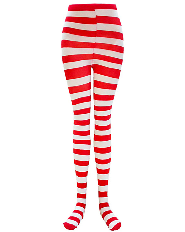 Halloween Cospaly Santa Claus Costume Accessories Socks 3-color Striped Socks Adult Stretch Breathable Pantyhose