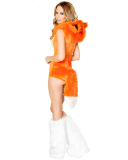 Womens Hooded One-piece Halloween Fox Costume Orange