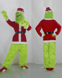 Halloween Green Fur Monster Grinch Cosplay Santa Suit Party Costume Suit