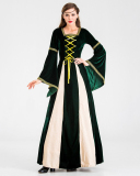 Costumes Dress for Women Trumpet Sleeves Fancy Medieval Gothic Lace Up Dress