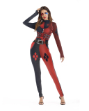 Women Halloween Costume Skeleton Print Bodycon Catsuit Jumpsuit