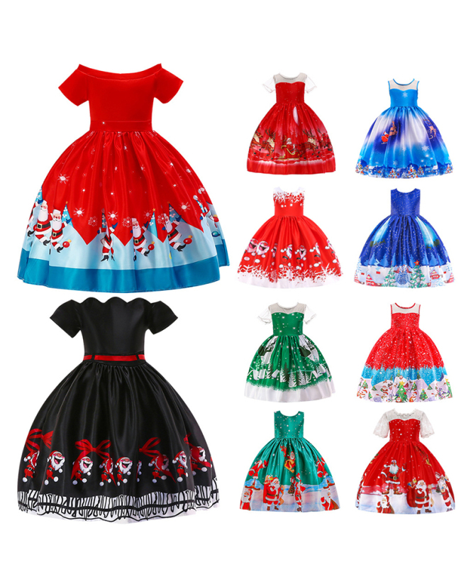 Girls Christmas Party Dance Dress Children's Performance Dress