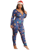 Print Slim Plus-Size Jumpsuit