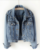 Oversize Denim Jacket for Women Ripped Jean Jacket Boyfriend Long Sleeve Coat S-5XL