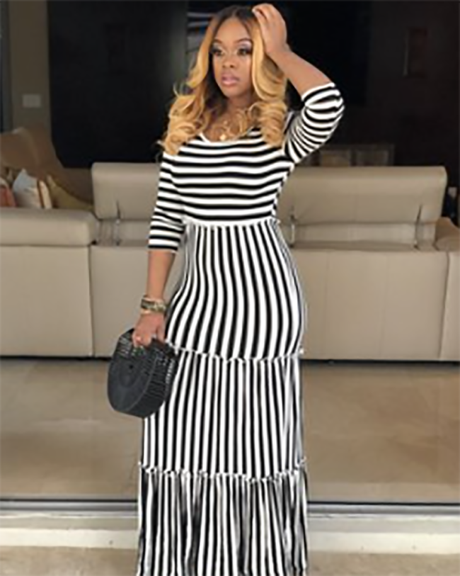 Stipe Women Long Maxi Dress