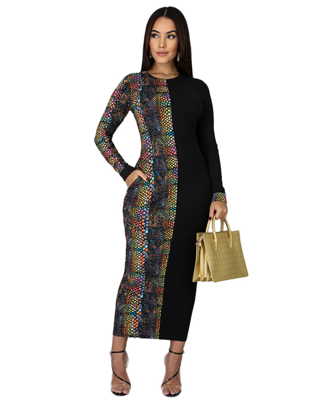 Long Sleeve Two Colors Women Long Dress