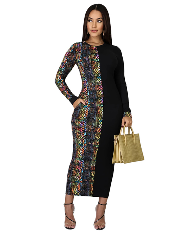 Long Sleeve Two Colors Women Long Dress