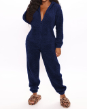 Women Solid Color Cute Casual Long Sleeve Jumpsuit Gray Black Pink Red S-5XL 