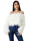 Off Shoulder Fur Nice Tops