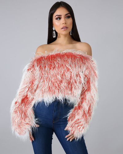Off Shoulder Fur Nice Tops
