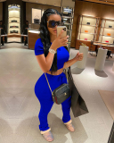 Solid Color Women Fashion Two Piece Set