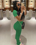 Solid Color Women Fashion Two Piece Set