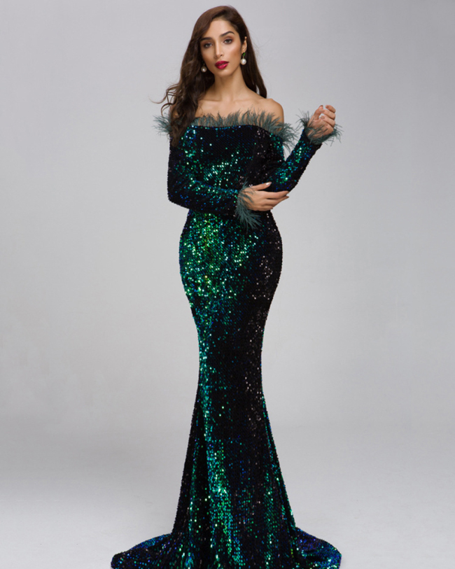 Off Shoulder Sequin Party Mermaid Dress