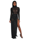 See Thourgh Women Long Dress With Panty