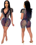 V-neck Mesh Two Piece Jumpsuit