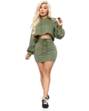 Solid Color Women Two Piece Dress