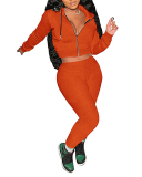 New Fall Women Solid Color Long Sleeve Hoodies Zipper Tops Slim Pants Sets Two Pieces Outfit Yellow Orange Gray Black Blue Wine Red XS-XL