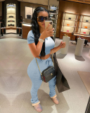 Solid Color Women Fashion Two Piece Set