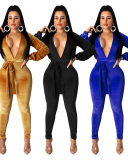 Deep V-neck Women Jumpsuit