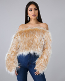 Off Shoulder Fur Nice Tops