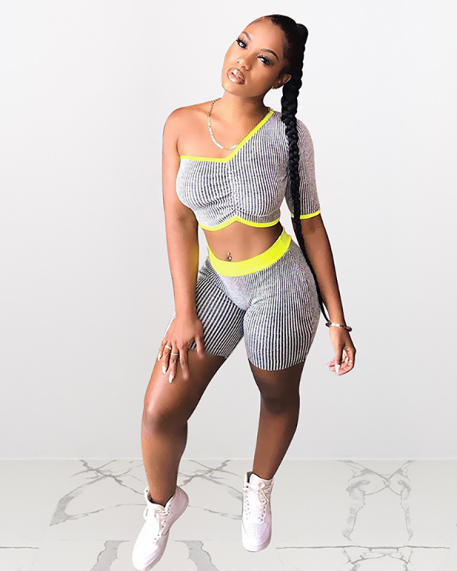 One Shoulder Summer Two Piece Set