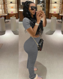 Solid Color Women Fashion Two Piece Set
