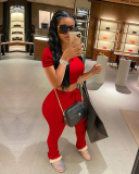 Solid Color Women Fashion Two Piece Set