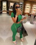 Solid Color Women Fashion Two Piece Set