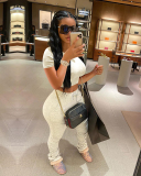 Solid Color Women Fashion Two Piece Set