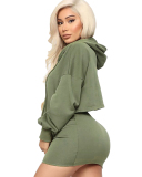 Solid Color Women Two Piece Dress