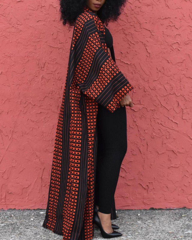 Women Long Sleeve Jacket Outwear Loose Kimono Top Floor-length Coat Multi Color S-2XL