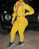 New Fall Women Solid Color Long Sleeve Hoodies Zipper Tops Slim Pants Sets Two Pieces Outfit Yellow Orange Gray Black Blue Wine Red XS-XL