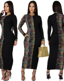 Long Sleeve Two Colors Women Long Dress