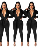 Deep V-neck Women Jumpsuit