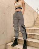 Fashion Luminous Women Big Pocket Pants Trousers S-3XL