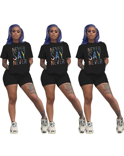 Letter Printed Summer Fashion Two Piece Outfits