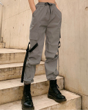 Fashion Luminous Women Big Pocket Pants Trousers S-3XL