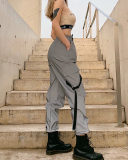 Fashion Luminous Women Big Pocket Pants Trousers S-3XL