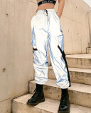 Fashion Luminous Women Big Pocket Pants Trousers S-3XL