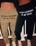Women Fashion Letters Printed Casual High Waist Sports Pants S-3XL