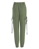 Ladies Fashion New Style Ribbon Schoolbag Buckle Casual Pants Women Harem Pants Overalls S-XL