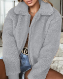 Women's Fashion Warm Velvet Jacket Top Solid Color S-3XL