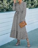 Lady Sexy Long Sleeve V-Neck One Piece Dress Green Black Khaki S-XL 