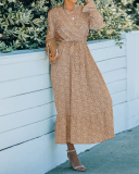 Lady Sexy Long Sleeve V-Neck One Piece Dress Green Black Khaki S-XL 